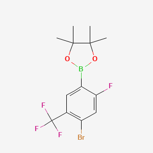 molecular formula C13H14BBrF4O2 B2934730 4-溴-2-氟-5-(三氟甲基)苯硼酸，频哪醇酯 CAS No. 2096337-75-4