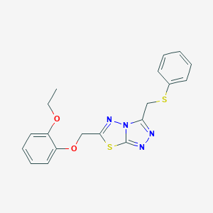 molecular formula C19H18N4O2S2 B293475 6-[(2-Ethoxyphenoxy)methyl]-3-[(phenylsulfanyl)methyl][1,2,4]triazolo[3,4-b][1,3,4]thiadiazole 