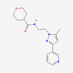 molecular formula C17H22N4O2 B2934754 N-(2-(5-methyl-3-(pyridin-3-yl)-1H-pyrazol-1-yl)ethyl)tetrahydro-2H-pyran-4-carboxamide CAS No. 2034604-40-3