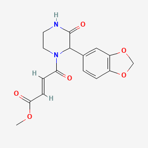 molecular formula C16H16N2O6 B2934778 Methyl (E)-4-[2-(1,3-benzodioxol-5-yl)-3-oxopiperazin-1-yl]-4-oxobut-2-enoate CAS No. 2411324-19-9