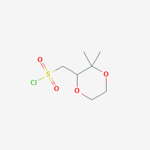 molecular formula C7H13ClO4S B2934786 (3,3-Dimethyl-1,4-dioxan-2-yl)methanesulfonyl chloride CAS No. 2413868-27-4