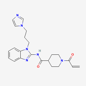 molecular formula C22H26N6O2 B2934793 N-[1-(3-Imidazol-1-ylpropyl)benzimidazol-2-yl]-1-prop-2-enoylpiperidine-4-carboxamide CAS No. 2361757-50-6