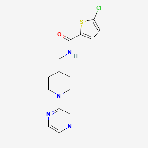 molecular formula C15H17ClN4OS B2934794 5-chloro-N-((1-(pyrazin-2-yl)piperidin-4-yl)methyl)thiophene-2-carboxamide CAS No. 1396795-12-2
