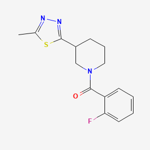 molecular formula C15H16FN3OS B2934795 (2-Fluorophenyl)(3-(5-methyl-1,3,4-thiadiazol-2-yl)piperidin-1-yl)methanone CAS No. 1105202-29-6