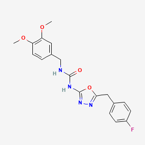 molecular formula C19H19FN4O4 B2934802 1-(3,4-Dimethoxybenzyl)-3-(5-(4-fluorobenzyl)-1,3,4-oxadiazol-2-yl)urea CAS No. 1208641-35-3