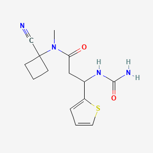 molecular formula C14H18N4O2S B2934806 3-(carbamoylamino)-N-(1-cyanocyclobutyl)-N-methyl-3-(thiophen-2-yl)propanamide CAS No. 1427911-98-5
