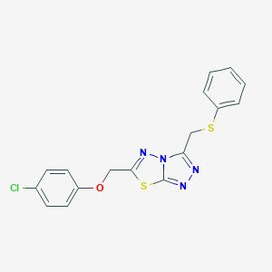 molecular formula C17H13ClN4OS2 B293481 6-[(4-Chlorophenoxy)methyl]-3-[(phenylsulfanyl)methyl][1,2,4]triazolo[3,4-b][1,3,4]thiadiazole 