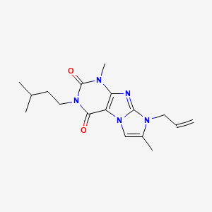 molecular formula C17H23N5O2 B2934813 8-allyl-3-isopentyl-1,7-dimethyl-1H-imidazo[2,1-f]purine-2,4(3H,8H)-dione CAS No. 887464-42-8