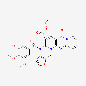 molecular formula C29H26N4O8 B2934815 ethyl 7-(furan-2-ylmethyl)-2-oxo-6-(3,4,5-trimethoxybenzoyl)imino-1,7,9-triazatricyclo[8.4.0.03,8]tetradeca-3(8),4,9,11,13-pentaene-5-carboxylate CAS No. 443097-22-1