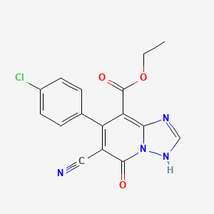 molecular formula C16H11ClN4O3 B2934816 Ethyl 7-(4-chlorophenyl)-6-cyano-5-oxo-3,5-dihydro[1,2,4]triazolo[1,5-a]pyridine-8-carboxylate CAS No. 478261-99-3