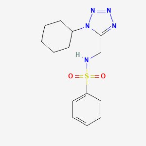 molecular formula C14H19N5O2S B2934852 N-((1-cyclohexyl-1H-tetrazol-5-yl)methyl)benzenesulfonamide CAS No. 921061-44-1
