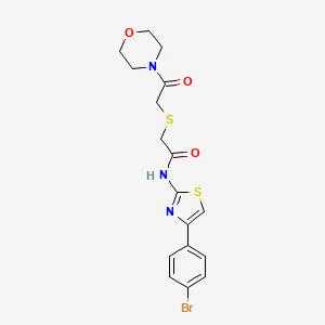 molecular formula C17H18BrN3O3S2 B2934876 N-(4-(4-bromophenyl)thiazol-2-yl)-2-((2-morpholino-2-oxoethyl)thio)acetamide CAS No. 681223-28-9