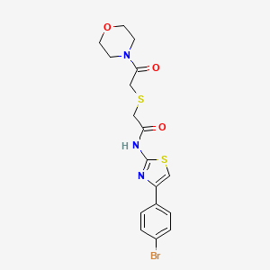 molecular formula C17H18BrN3O3S2 B2934876 N-(4-(4-溴苯基)噻唑-2-基)-2-((2-吗啉-2-氧代乙基)硫代)乙酰胺 CAS No. 681223-28-9