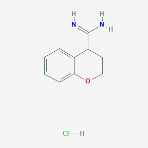 molecular formula C10H13ClN2O B2934878 3,4-dihydro-2H-1-benzopyran-4-carboximidamide hydrochloride CAS No. 1955560-97-0