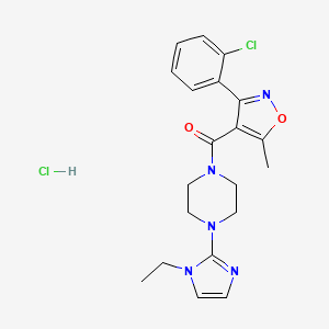 molecular formula C20H23Cl2N5O2 B2934879 (3-(2-chlorophenyl)-5-methylisoxazol-4-yl)(4-(1-ethyl-1H-imidazol-2-yl)piperazin-1-yl)methanone hydrochloride CAS No. 1185021-61-7