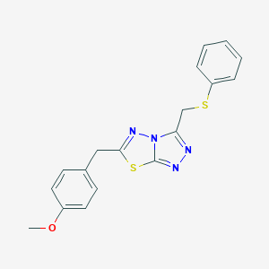 6-(4-Methoxybenzyl)-3-[(phenylthio)methyl][1,2,4]triazolo[3,4-b][1,3,4]thiadiazole