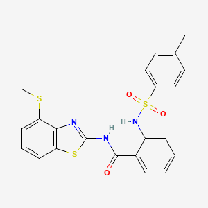 molecular formula C22H19N3O3S3 B2934881 2-(4-甲基苯磺酰胺)-N-[4-(甲硫基)-1,3-苯并噻唑-2-基]苯甲酰胺 CAS No. 922649-01-2