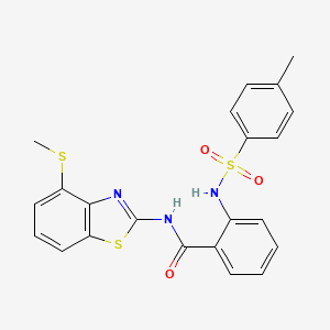 molecular formula C22H19N3O3S3 B2934881 2-(4-methylbenzenesulfonamido)-N-[4-(methylsulfanyl)-1,3-benzothiazol-2-yl]benzamide CAS No. 922649-01-2