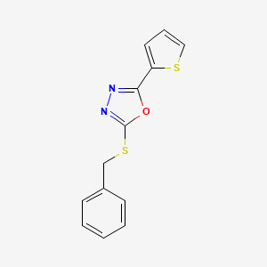 molecular formula C13H10N2OS2 B2934882 2-Benzylsulfanyl-5-thiophen-2-yl-[1,3,4]oxadiazole CAS No. 197371-70-3