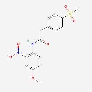 molecular formula C16H16N2O6S B2934883 N-(4-methoxy-2-nitrophenyl)-2-(4-(methylsulfonyl)phenyl)acetamide CAS No. 941883-76-7