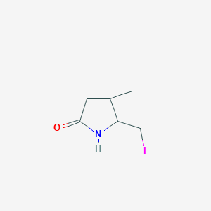 molecular formula C7H12INO B2934887 5-(Iodomethyl)-4,4-dimethylpyrrolidin-2-one CAS No. 2138562-21-5