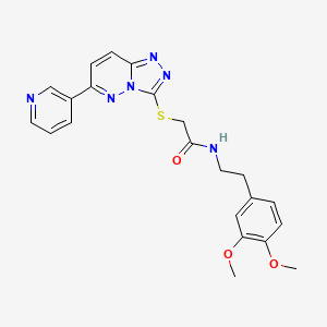 molecular formula C22H22N6O3S B2934889 N-(3,4-dimethoxyphenethyl)-2-((6-(pyridin-3-yl)-[1,2,4]triazolo[4,3-b]pyridazin-3-yl)thio)acetamide CAS No. 877635-01-3