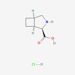 molecular formula C7H12ClNO2 B2934893 (1S,2R,5R)-3-氮杂双环[3.2.0]庚烷-2-羧酸；盐酸盐 CAS No. 2287246-58-4