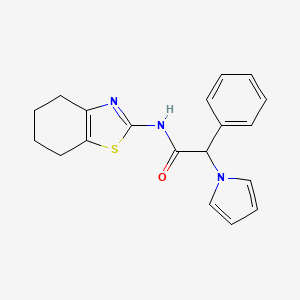 molecular formula C19H19N3OS B2934894 2-phenyl-2-(1H-pyrrol-1-yl)-N-(4,5,6,7-tetrahydrobenzo[d]thiazol-2-yl)acetamide CAS No. 1257546-57-8