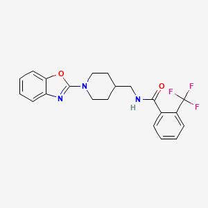 molecular formula C21H20F3N3O2 B2934903 N-((1-(benzo[d]oxazol-2-yl)piperidin-4-yl)methyl)-2-(trifluoromethyl)benzamide CAS No. 1797172-70-3