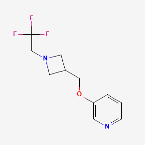 molecular formula C11H13F3N2O B2934908 3-[[1-(2,2,2-Trifluoroethyl)azetidin-3-yl]methoxy]pyridine CAS No. 2380077-34-7