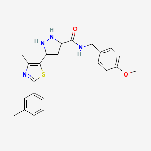 N-[(4-methoxyphenyl)methyl]-5-[4-methyl-2-(3-methylphenyl)-1,3-thiazol-5-yl]pyrazolidine-3-carboxamide