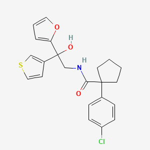 molecular formula C22H22ClNO3S B2934912 1-(4-chlorophenyl)-N-(2-(furan-2-yl)-2-hydroxy-2-(thiophen-3-yl)ethyl)cyclopentanecarboxamide CAS No. 2034331-15-0