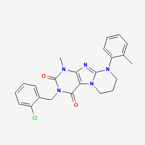 molecular formula C23H22ClN5O2 B2934914 3-(2-chlorobenzyl)-1-methyl-9-(o-tolyl)-6,7,8,9-tetrahydropyrimido[2,1-f]purine-2,4(1H,3H)-dione CAS No. 877617-19-1