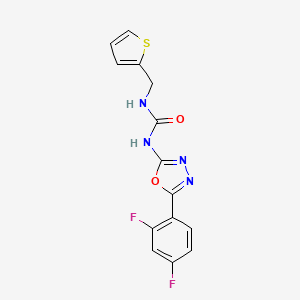 molecular formula C14H10F2N4O2S B2934915 1-(5-(2,4-Difluorophenyl)-1,3,4-oxadiazol-2-yl)-3-(thiophen-2-ylmethyl)urea CAS No. 1251545-48-8