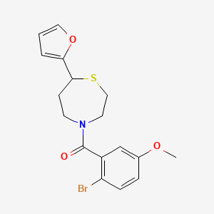 molecular formula C17H18BrNO3S B2934916 (2-溴-5-甲氧基苯基)(7-(呋喃-2-基)-1,4-噻氮杂环-4-基)甲酮 CAS No. 1797289-86-1