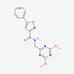 molecular formula C16H15N5O4 B2934932 N-((4,6-dimethoxy-1,3,5-triazin-2-yl)methyl)-5-phenylisoxazole-3-carboxamide CAS No. 2034465-53-5