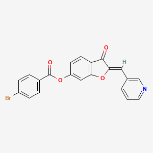 molecular formula C21H12BrNO4 B2934935 (Z)-3-oxo-2-(pyridin-3-ylmethylene)-2,3-dihydrobenzofuran-6-yl 4-bromobenzoate CAS No. 622366-50-1