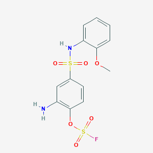 molecular formula C13H13FN2O6S2 B2934946 2-Amino-1-fluorosulfonyloxy-4-[(2-methoxyphenyl)sulfamoyl]benzene CAS No. 2411246-13-2