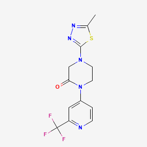 molecular formula C13H12F3N5OS B2934951 4-(5-Methyl-1,3,4-thiadiazol-2-yl)-1-[2-(trifluoromethyl)pyridin-4-yl]piperazin-2-one CAS No. 2380167-07-5