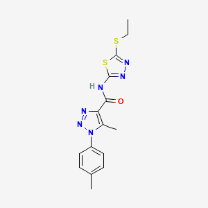 molecular formula C15H16N6OS2 B2934953 N-[5-(ethylsulfanyl)-1,3,4-thiadiazol-2-yl]-5-methyl-1-(4-methylphenyl)-1H-1,2,3-triazole-4-carboxamide CAS No. 871323-63-6