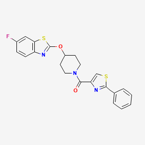 molecular formula C22H18FN3O2S2 B2934954 (4-((6-Fluorobenzo[d]thiazol-2-yl)oxy)piperidin-1-yl)(2-phenylthiazol-4-yl)methanone CAS No. 1324326-16-0