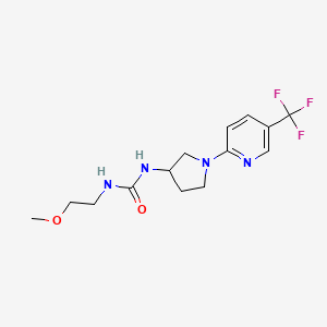 molecular formula C14H19F3N4O2 B2934955 1-(2-Methoxyethyl)-3-(1-(5-(trifluoromethyl)pyridin-2-yl)pyrrolidin-3-yl)urea CAS No. 1796971-33-9