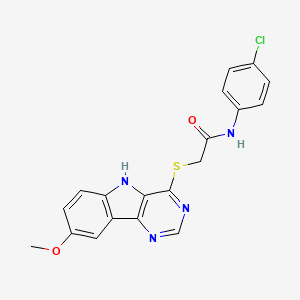 molecular formula C19H15ClN4O2S B2934961 N-(4-chlorophenyl)-2-({8-methoxy-5H-pyrimido[5,4-b]indol-4-yl}sulfanyl)acetamide CAS No. 1116063-25-2