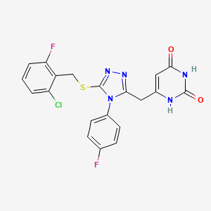 molecular formula C20H14ClF2N5O2S B2934964 6-[[5-[(2-氯-6-氟苯基)甲硫基]-4-(4-氟苯基)-1,2,4-三唑-3-基]甲基]-1H-嘧啶-2,4-二酮 CAS No. 852154-44-0