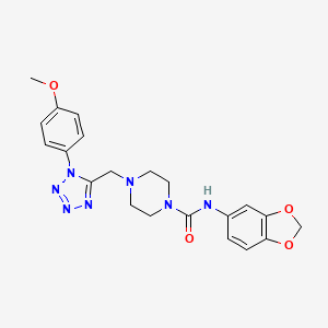 molecular formula C21H23N7O4 B2934966 N-(苯并[d][1,3]二氧杂环-5-基)-4-((1-(4-甲氧基苯基)-1H-四唑-5-基)甲基)哌嗪-1-甲酰胺 CAS No. 1040654-05-4