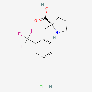 molecular formula C13H15ClF3NO2 B2934973 (S)-α-(2-三氟甲基苄基)-脯氨酸-HCl CAS No. 1373512-28-7