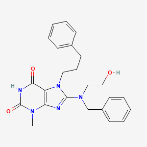 molecular formula C24H27N5O3 B2935000 8-(benzyl(2-hydroxyethyl)amino)-3-methyl-7-(3-phenylpropyl)-1H-purine-2,6(3H,7H)-dione CAS No. 714932-74-8