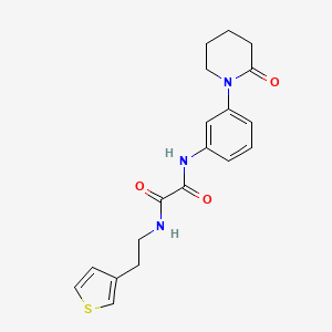 molecular formula C19H21N3O3S B2935006 N'-[3-(2-oxopiperidin-1-yl)phenyl]-N-[2-(thiophen-3-yl)ethyl]ethanediamide CAS No. 1251613-49-6