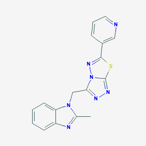 molecular formula C17H13N7S B293501 2-methyl-1-[(6-pyridin-3-yl[1,2,4]triazolo[3,4-b][1,3,4]thiadiazol-3-yl)methyl]-1H-benzimidazole 