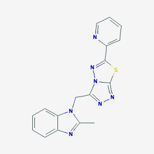 molecular formula C17H13N7S B293502 2-methyl-1-[(6-pyridin-2-yl[1,2,4]triazolo[3,4-b][1,3,4]thiadiazol-3-yl)methyl]-1H-benzimidazole 